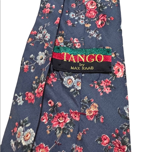 TANGO x MAX RAAB Vintage Blue & Pink Floral Cotton Tie - Picture 3 of 4